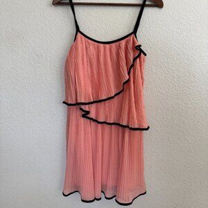 Topshop Peach and Black Ruffle Mini Dress